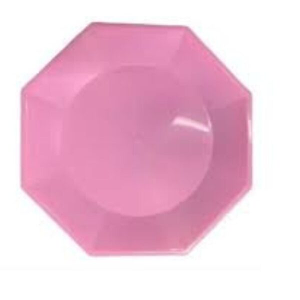 PLATO POSTRE OCTOGONAL ROSA X10