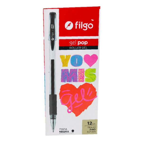 BOLIG ROLLER GEL FILGO POP NEGRO X12