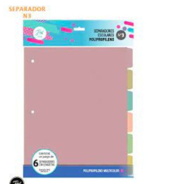 SEPARADOR Nº3 PP C/LENGUETA COLORES PASTELES