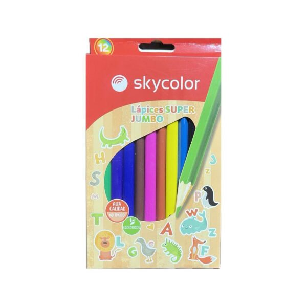 LAPIZ COLOR SKYCOLOR X12 LARGOS SUPER JUMBO