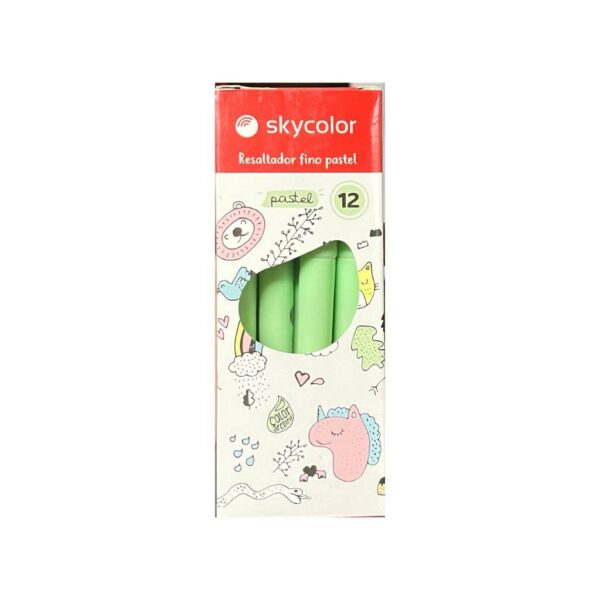 RESALTADOR SKYCOLOR FINO PASTEL X12 VERDE