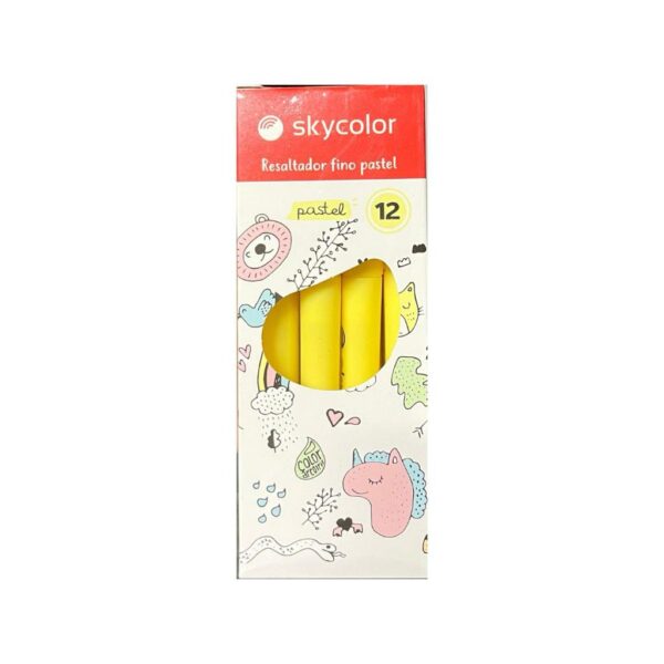 RESALTADOR SKYCOLOR FINO PASTEL X12 AMARILLO