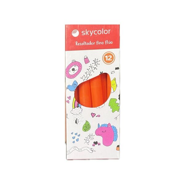 RESALTADOR SKYCOLOR FINO FLUO X12 NARANJA