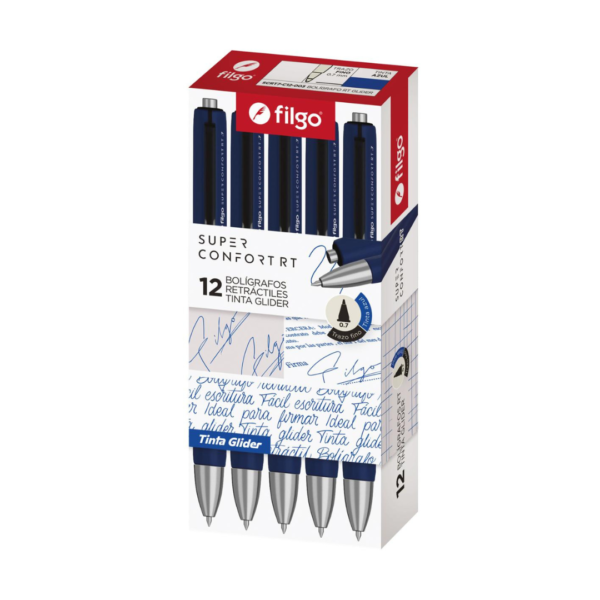 BOLIGRAFO RETRACTIL FILGO AZUL GLIDER SUPER CONFORT 0.7 X12