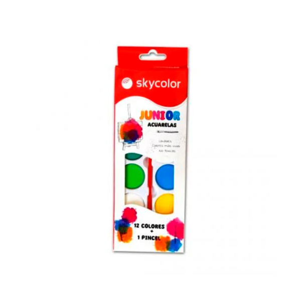 ACUARELA SKYCOLOR X12 COLORES SURTIDOS MAS PINCEL