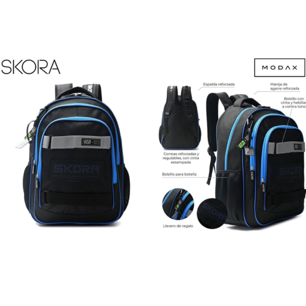 MOCHILA CROMATICO PIPPING AZUL C/LLAVERO 18" 37696