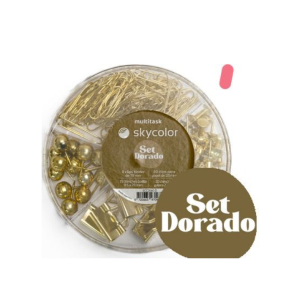 SET SKYCOLOR DORADO CIRCULAR BROCHES BINDER