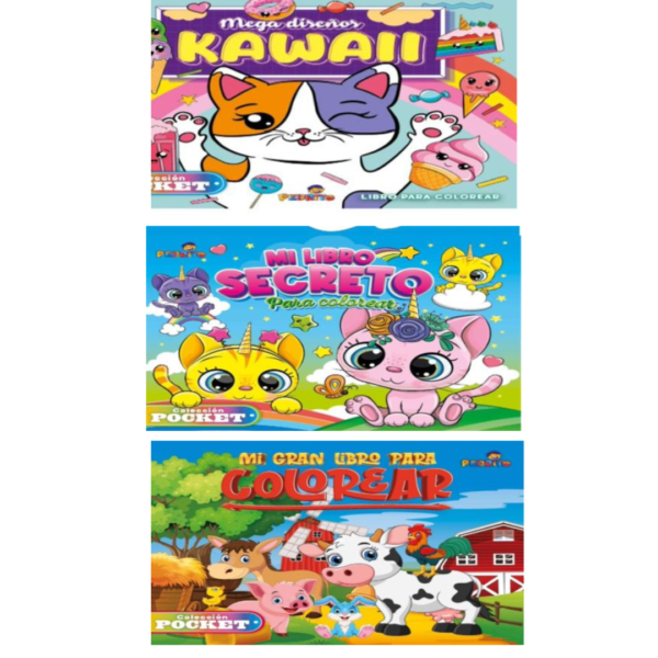 LIBRO COLOREAR COLECCION POCKET 21X23 X4u SURTIDOS
