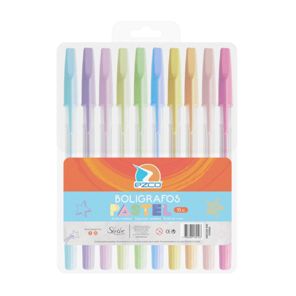 BOLIGRAFO EZCO PASTEL SURT 1MM X10U (48)