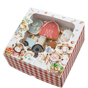 CAJA TORTA CUAD.C/VENTANA GRANJA 25X25X10CM X10u